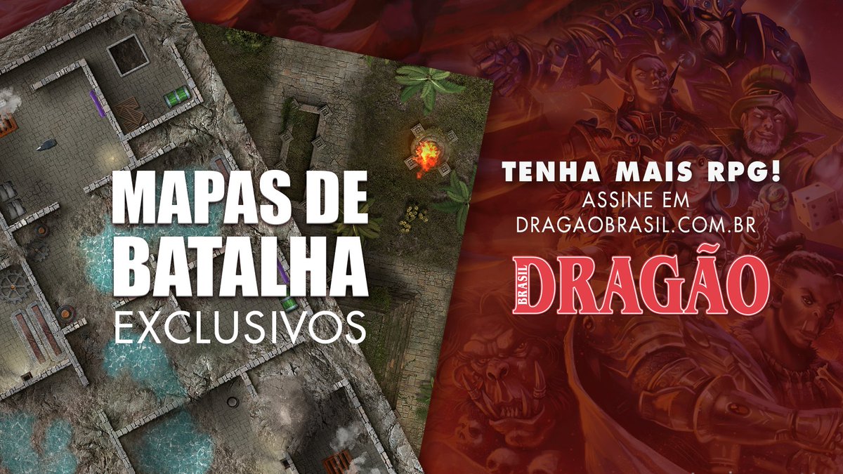 TENHA MAIS RPG: ASSINE A DRAGÃO BRASIL HOJE MESMO!

Falar de RPG é legal, mas uma hora a teoria precisa virar prática! Com esta meta batida, todos apoiadores da Dragão Brasil recebem UM MAPA DE BATALHA ORIGINAL E EXCLUSIVO a cada edição!

Apoie em dragaobrasil.com.br