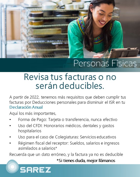 sarezcontadores's tweet photo. Cuida los datos en tus facturas por gastos médicos, dentales y demás, o no podrás deducir en tu #Anual2022 #Declaraciones #Hacienda #SAT https://t.co/HtcFFG8RhW