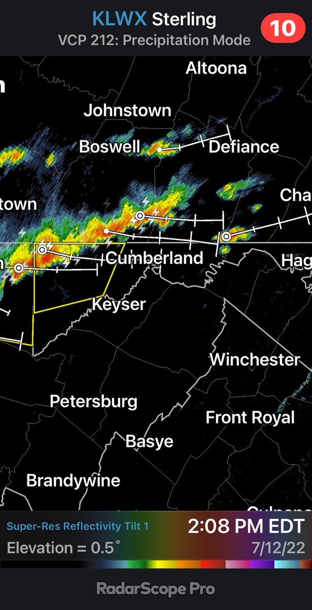 TurkWJZ's tweet photo. KLWX - Super-Res Reflectivity Tilt 1 2:08 PM EDT #pawx #vawx #mdwx A severe thunderstorm warning now for Garrett County.#WJZ https://t.co/Zfis6tFARh