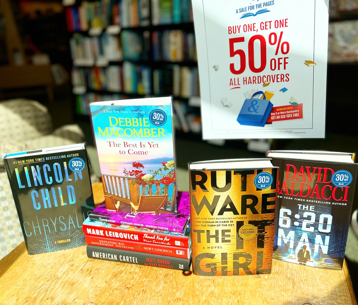 New releases include FOUR bestsellers, 30% off!
And ALL other hardcovers are BUY ONE, GET ONE 50% OFF! 
Plus a free eco tote for members when you buy 3 or more hardcovers!