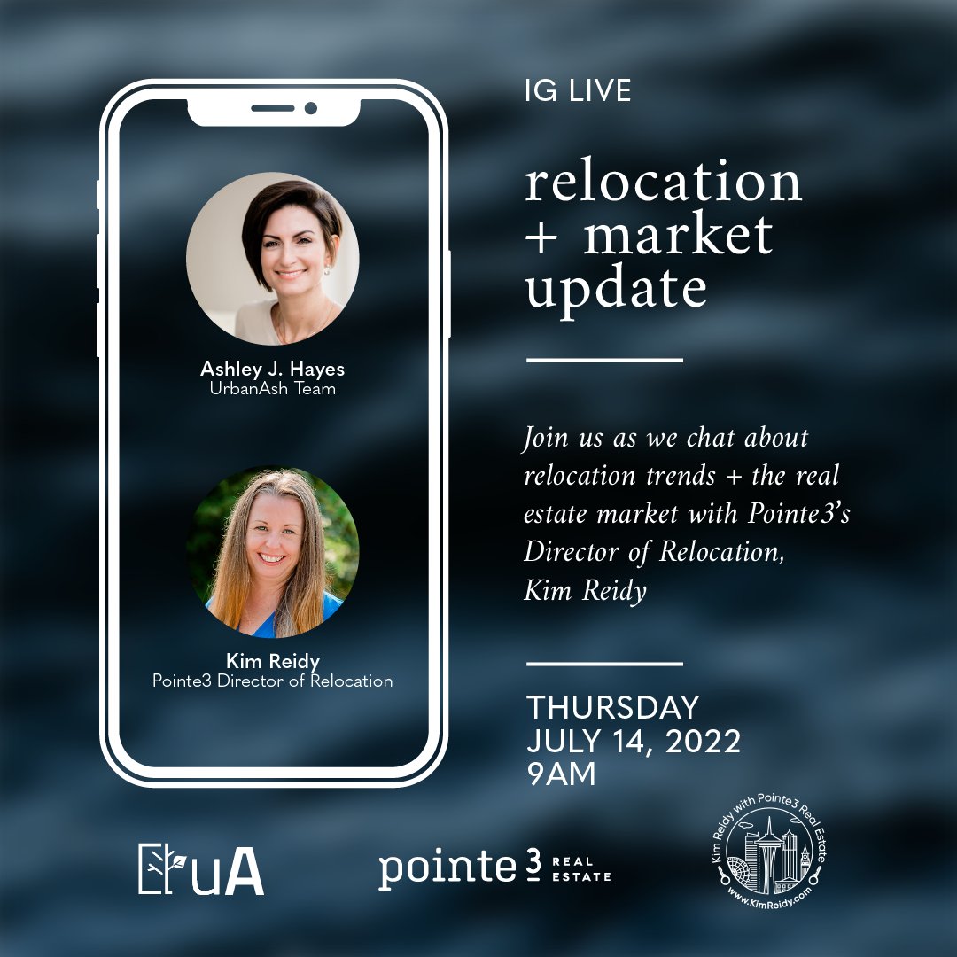 UrbanAshTeam's tweet photo. 📅 Relocation + Market Update LIVE with Kim Reidy!
🕛 Thursday, July 14 at 9AM
📲 https://t.co/i8sCPIAbUc
#UrbanAshTeam #SeattleRealEstate #Pointe3 https://t.co/7DQVuaSgbp