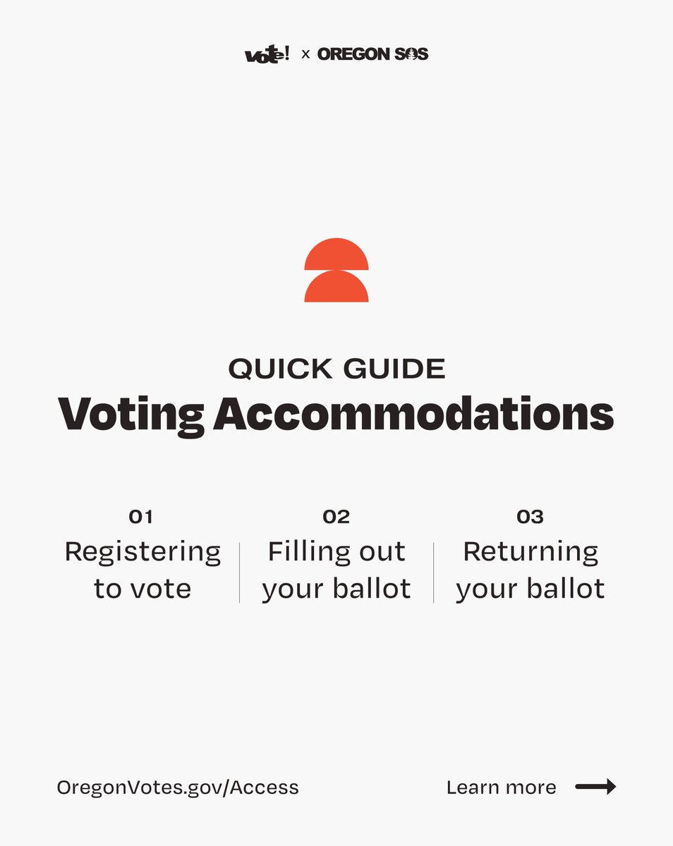 OregonSOS's tweet photo. Ready to access voting accommodations? We’re here to demystify the process with a quick guide to help. Swipe through to learn more!
Additional information is available at: https://t.co/Pux9YNjdD4 https://t.co/3LD8lDXMuu