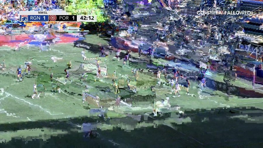 MemesNwsl's tweet photo. one of these is a picture of literally other galaxies 

the other is a soccer broadcast in seattle https://t.co/sIOH6O9yla