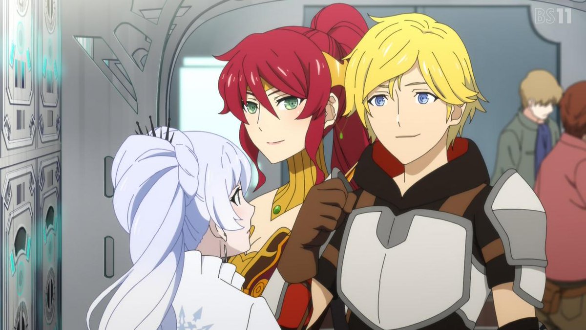 JokerSeraphy's tweet image. ルビー、ワイズ、ブレイク、ヤン
四人のチームワークで
ネヴァーモアを撃退するシーン
原作も好きだが
アニメの方も良いな😊

チームRWBY結成✨

ん？ワイスの首筋に……？😳
アニメは此処から変わるのか？

#RWBY氷雪帝国 
#2This is Beacon 「試験」