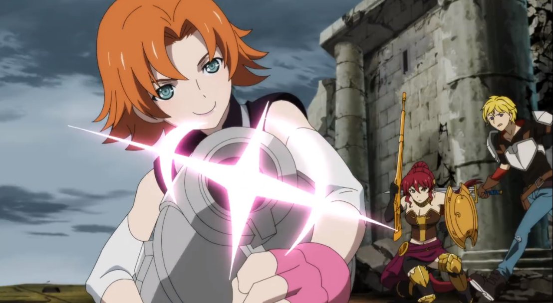 JokerSeraphy's tweet image. ルビー、ワイズ、ブレイク、ヤン
四人のチームワークで
ネヴァーモアを撃退するシーン
原作も好きだが
アニメの方も良いな😊

チームRWBY結成✨

ん？ワイスの首筋に……？😳
アニメは此処から変わるのか？

#RWBY氷雪帝国 
#2This is Beacon 「試験」