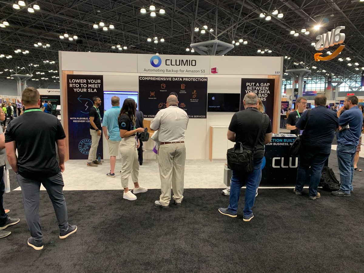 ClumioInc's tweet photo. We're going strong at #AWSSummit NY 🙌! Come visit us at booth #337. And don't forget to enter our drawing to win a PS5 or Xbox Series X. 👉https://t.co/KlmaGrK1On

#awssummit2022 #AWS https://t.co/gbHjIGXv5q