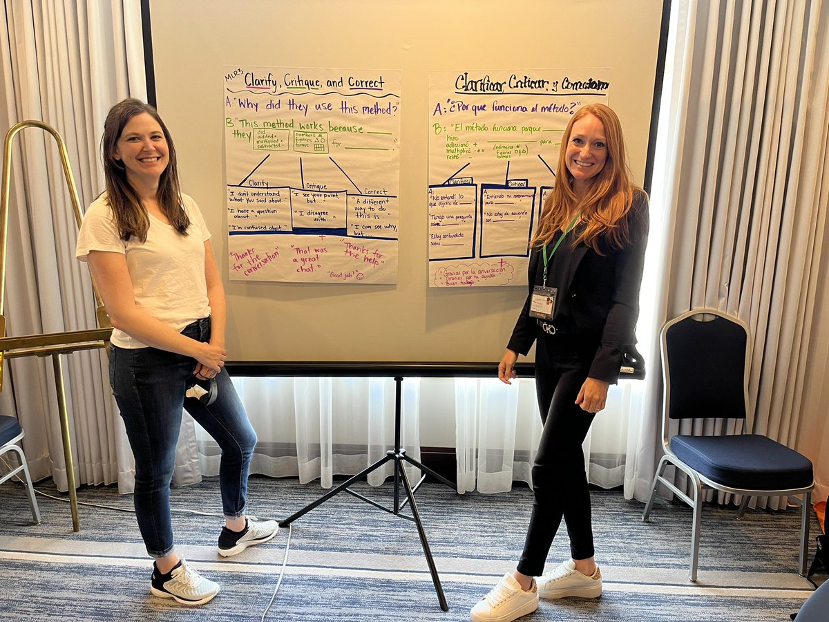 mathreflective's tweet photo. Dual language Math Language Routine anchor charts for the win!#OURHIVE #iteachmath #mtbos @openupresources https://t.co/mzzhnxSnW9