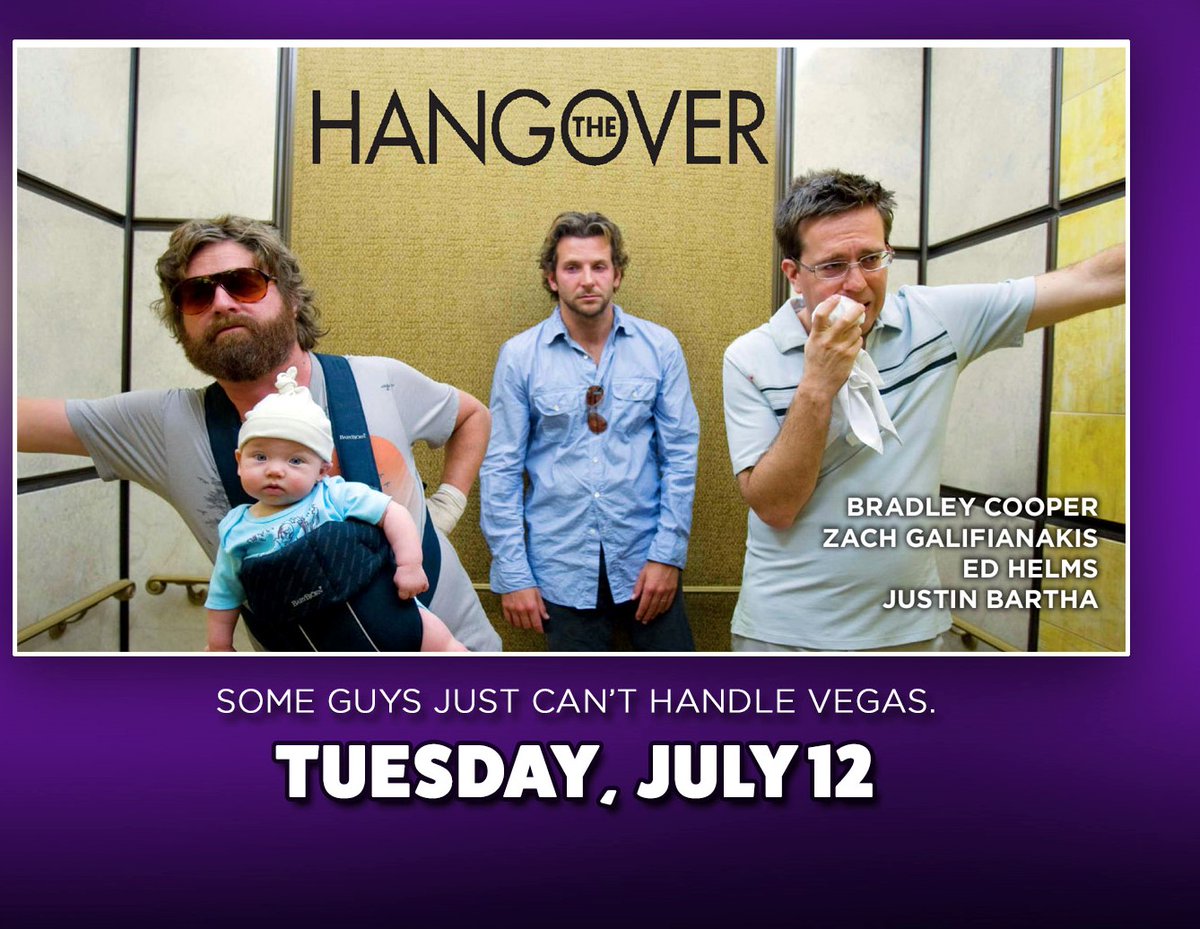 LTDenverCO's tweet photo. Some guys just can't handle Vegas. #RetroReplay #RoadLife continues at Landmark's #MayanTheatre with #TheHangover screening July 12! Tickets: https://t.co/spAgyj5Tg7 https://t.co/V7blaC0TQV