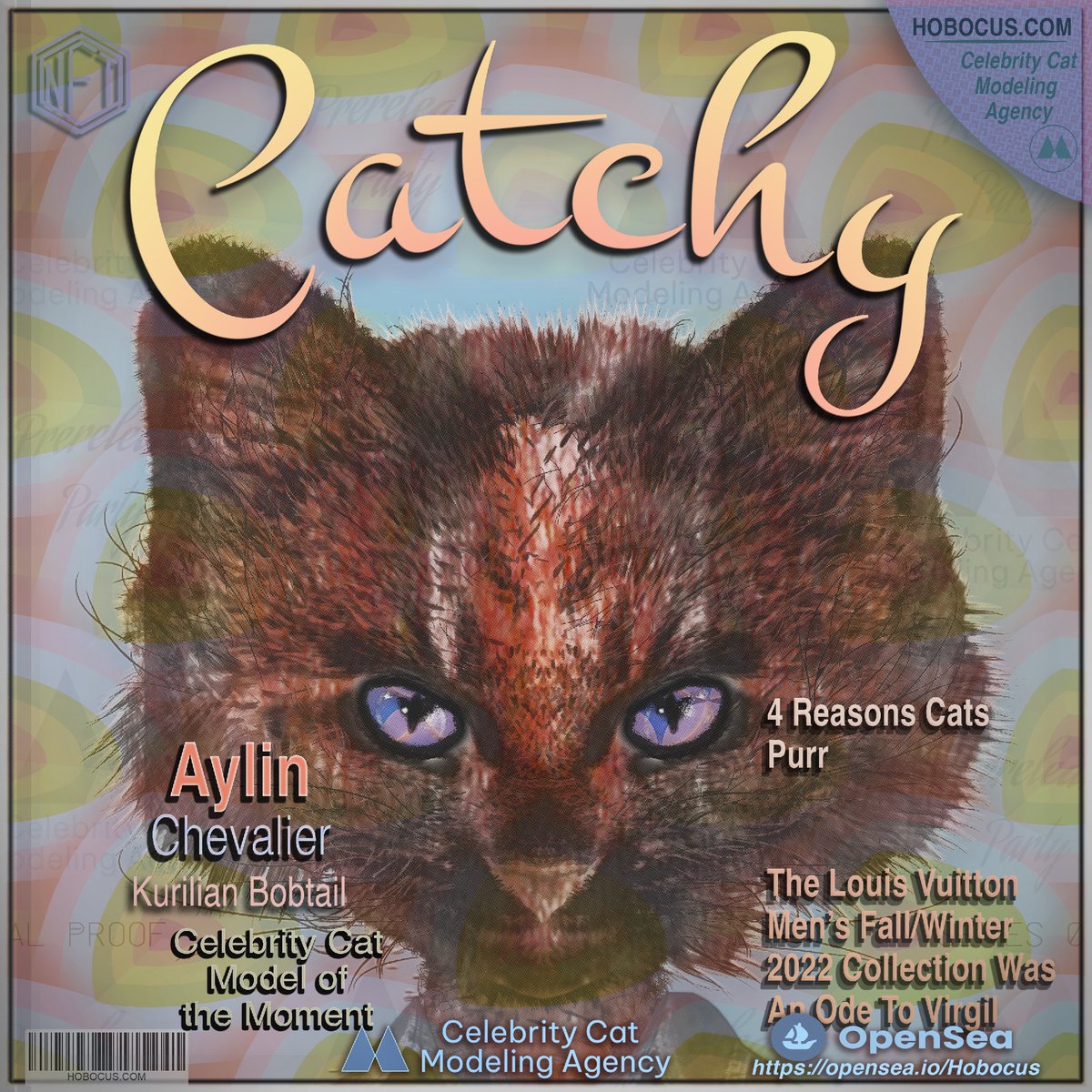 "Celebrity Cat Modeling Agency - focuses on real cat models to meet the needs of commercial clients and photographers worldwide.

opensea.io/collection/cel…
hobocus.com

#NFTsales  #NFTs
#OpenSeaNFT  
#psychedelicart
#trippyart   
#nftcollectors"