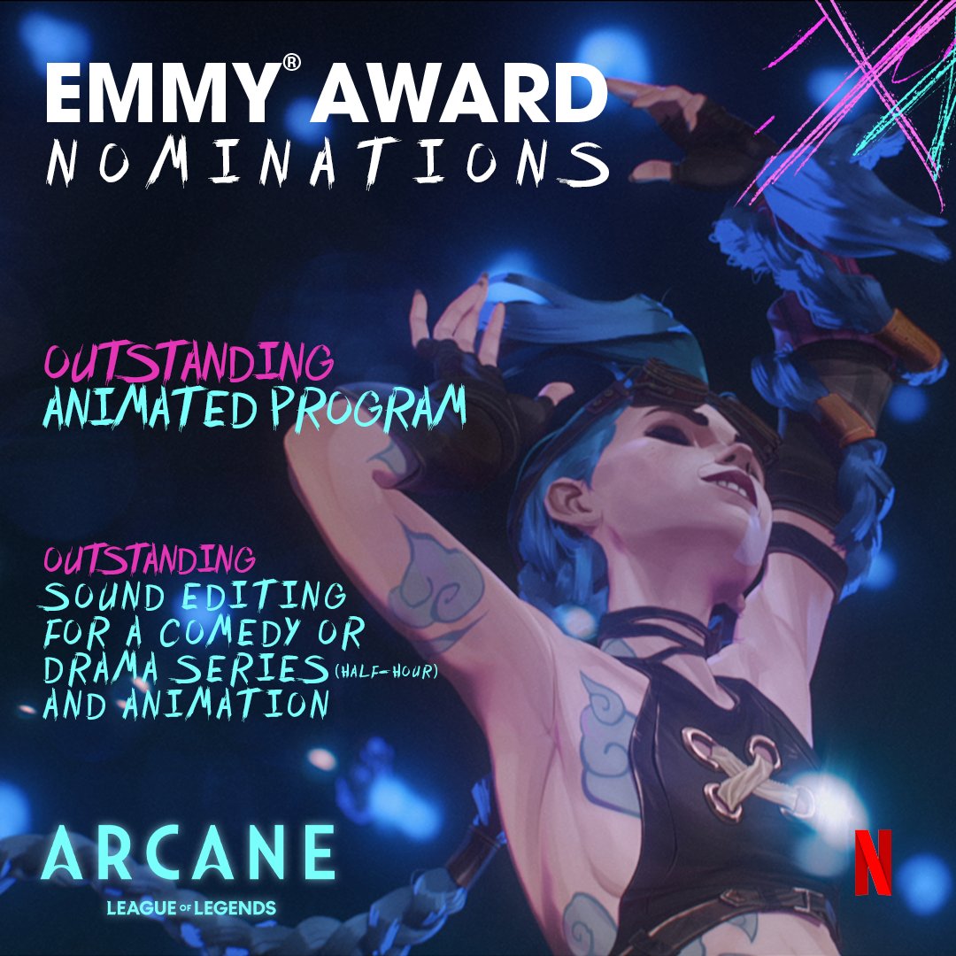 Tremendously humbled to be amongst the nominated for @RiotGames’ first #Emmys, including Outstanding Animated Program for Arcane.



Thank you to the <a href="/TelevisionAcad/">Television Academy</a> for this honor. ✨
