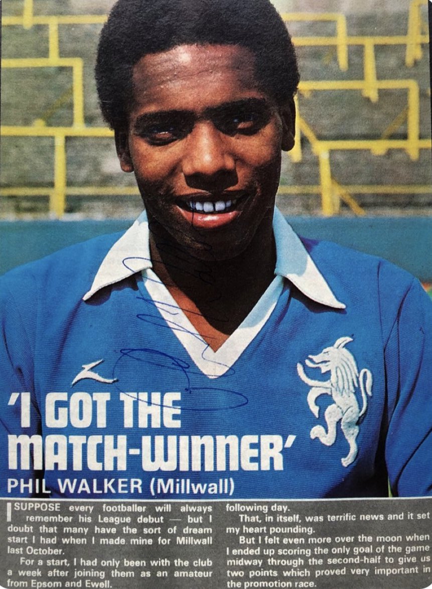 FAutographs's tweet photo. Phil Walker 

Brilliant player for Millwall, Charlton &amp; Boavista, who sadly passed away this week at the age of 67. 

#RIPPhilWalker #Pioneer @PhilWalkerFans https://t.co/dyuapVpey6