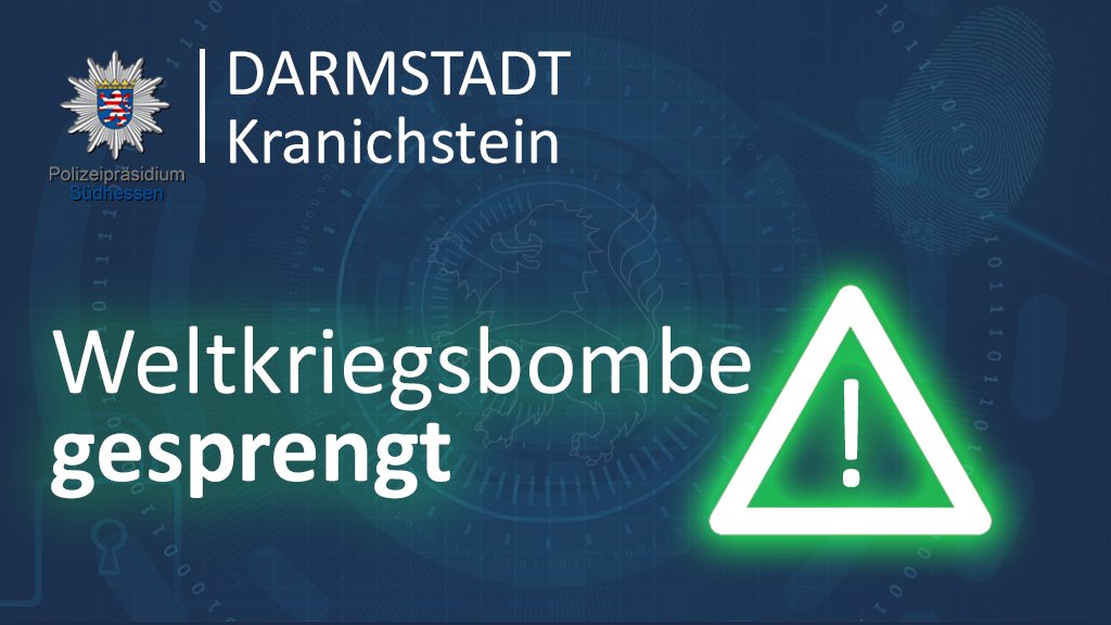 Polizei_SuedHE's tweet photo. @112_darmstadt @Stadt_Darmstadt Der Kampfmittelräumdienst hat die Weltkriegsbombe kontrolliert gesprengt!

#Darmstadt #Kranichstein https://t.co/eOHAFeIGJk