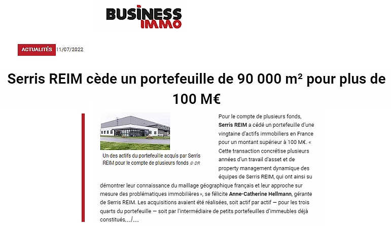 SerrisReim's tweet photo. #SERRISreim🚀6️⃣ANS !
@businessimmo :Pour le compte de plusieurs fonds, @SerrisReim a cédé un portefeuille d’une vingtaine d’actifs immobiliers en France pour un montant supérieur à 100 M€
https://t.co/9IgfTZgvu1
serris-reim-cede-un-portefeuille-de-90-000-m2-pour-plus-de-100-meur https://t.co/LwAR3GmOaZ