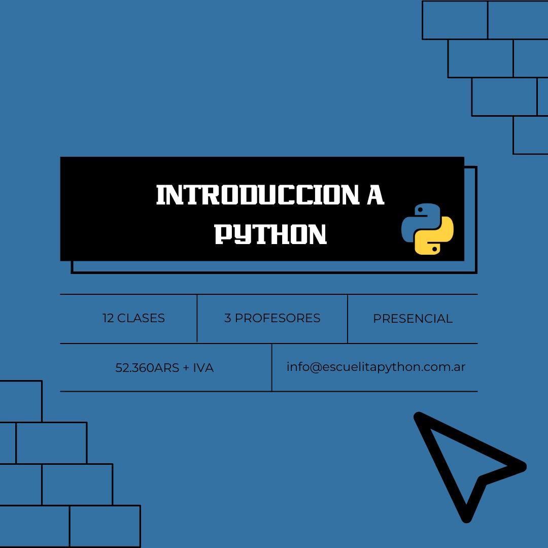 escuelitapython's tweet photo. ¡Abrimos la inscripciones para el primer curso de la Escuelita!: Introducción a Python

Arranca el 30/8, presencial en CABA, cupos limitados, ARS 52.360+IVA (oferta lanzamiento), ¡no te cuelgues!

Inscribite x mail: info@escuelitapython.com.ar

+info acá: https://t.co/9yUBeQyELX https://t.co/6L0vf8iOeg