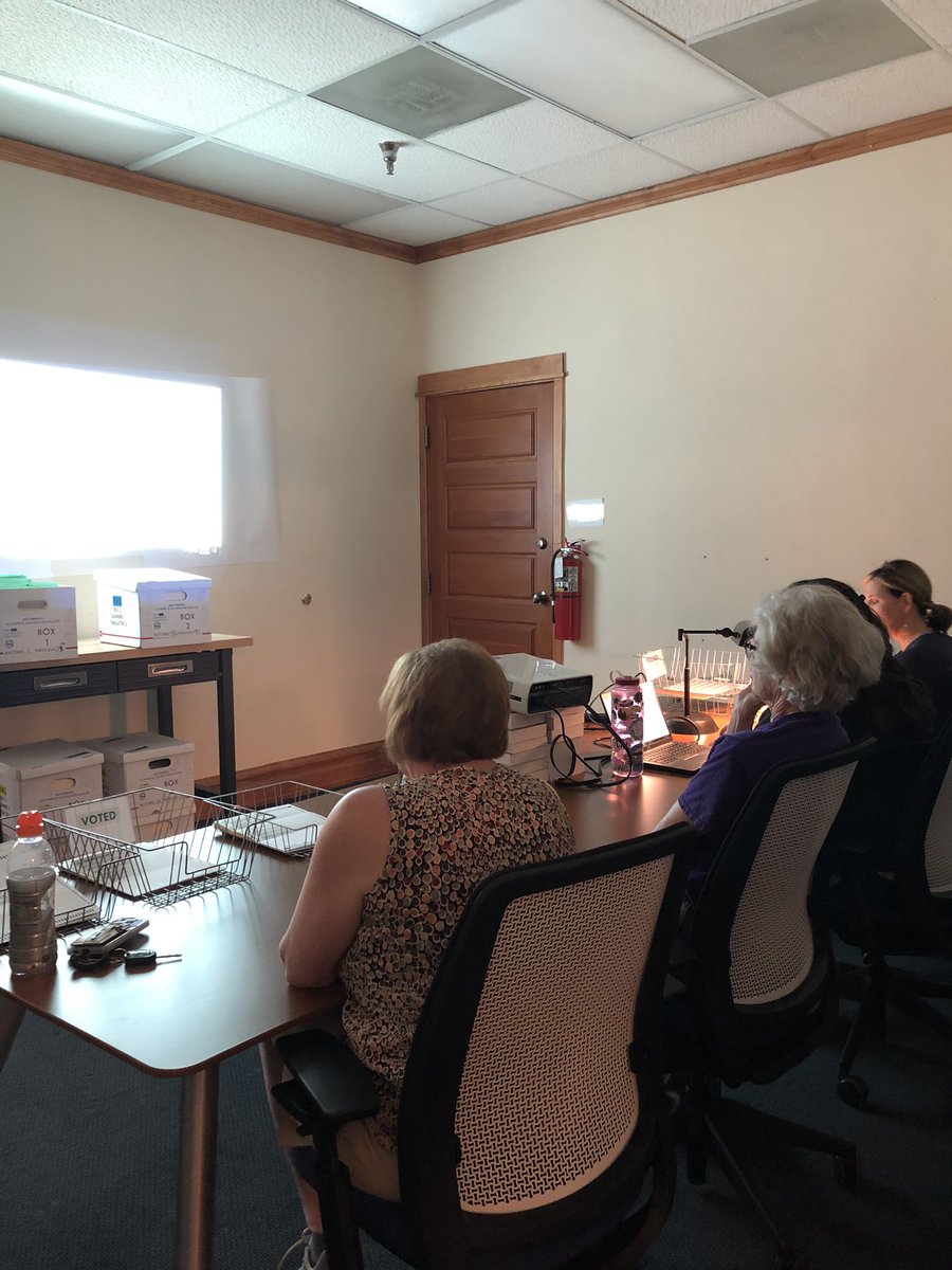 summitclerk's tweet photo. We began the 2022 Primary Election Risk-Limiting Audit today.  Our Bipartisan Board is making its way through re-voting the randomly selected ballots now.  They are volunteers, and we couldn’t do this without them.  Way to go!  🗳👀👌🏻 #corla #summitvotes #risklimitingaudit #rla https://t.co/pEIIEz8zWe
