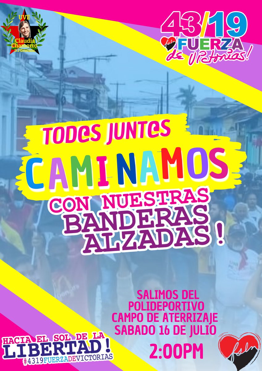 Dtto1Granada's tweet photo. ➡️ Vamos todos a celebrar con alegría a la caminata en honor a nuestros Héroes y Mártires, con un enorme valor en los corazones revolucionarios porque es el pueblo saliendo con el Frente avanzando a la liberación. 🎉🇳🇮✊🏻🔴⚫

#4319FuerzaDeVictorias🥳 https://t.co/mKvNeYUkgU