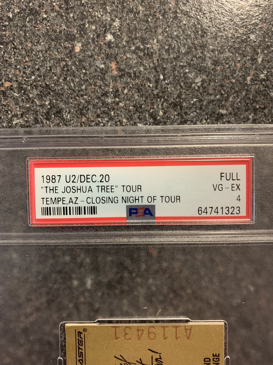 SoberJArmy's tweet photo. Had @PSAcard encapsulate my @U2 Rattle and Hum Premier movie ticket at Hollywood Mann Chinese Theater from 1988 and the last show of the Joshua Tree Tour in 1987 which is the color version in the movie. #u2 #psagrading #joshuatreetour #rattleandhum #concertticket #u2concert https://t.co/sK0GpGdTgj