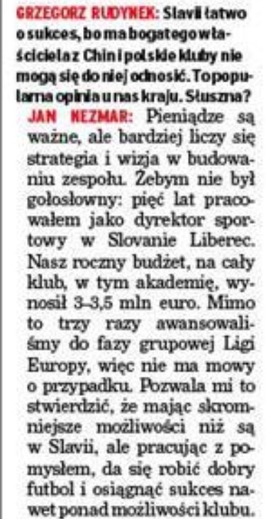 Temat wjeżdża co roku, ale jest aktualny. W ost. latach z klubów 🇨🇿 największe z sukcesy w pucharach odnosiły Pilzno i Slavia. Już były właściciel Pilzna T. Paclik, gdy pytałem go, jak to robi, mówił: Ty mi powiedz, co wy robicie, że wam się nie udaje, bo macie wszystko. Plus to: