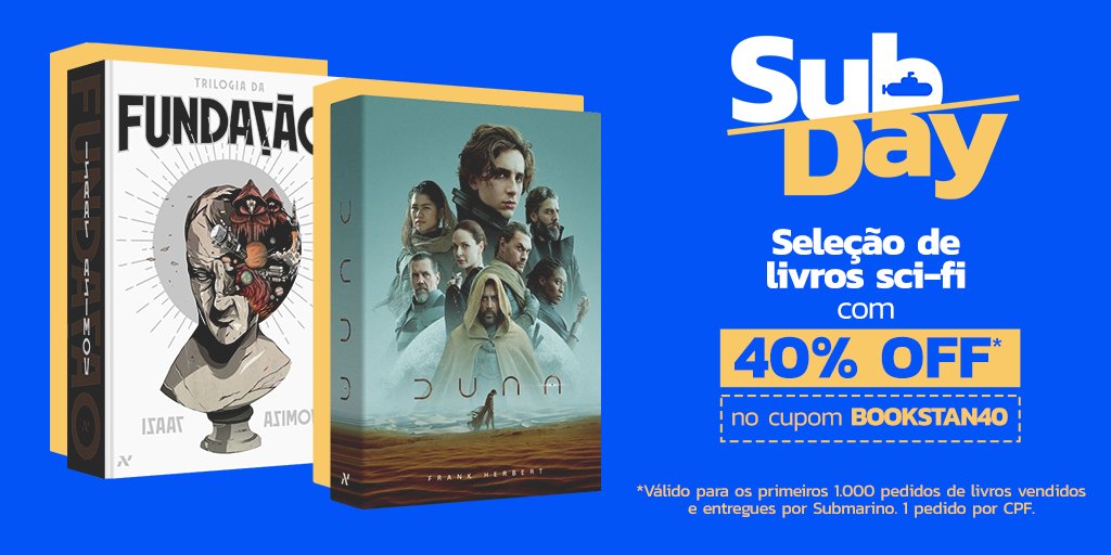 ShadowhuntersBR's tweet image. ✨ Seleção de livros de SciFi com 40% de desconto no cupom BOOKSTAN40 no Submarino

➡️ tidd.ly/3RvTtfy
➡️ 
➡️ 

#ACantigaDosPassarosEDasSerpentes, Box #Duna, trilogia #OCeifador, trilogia #Fundação e muito mais!
