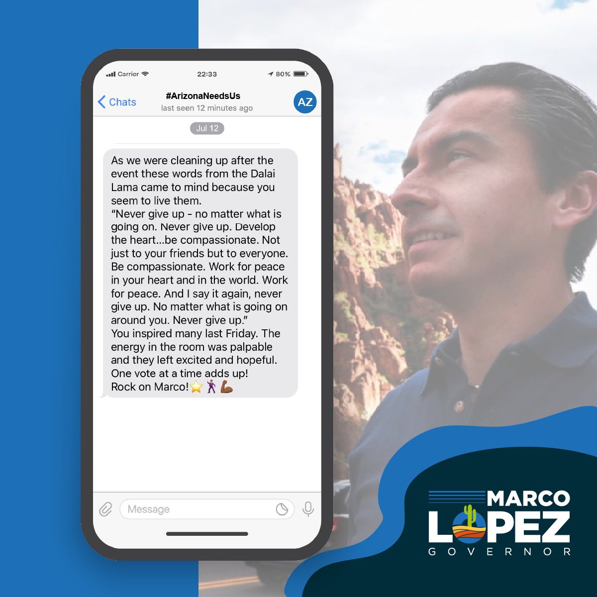 1marcolopez's tweet photo. These messages of hope from Arizonans fuel my belief that AZ is ready for change! 🇺🇸😃 https://t.co/ayn9L7HXMv