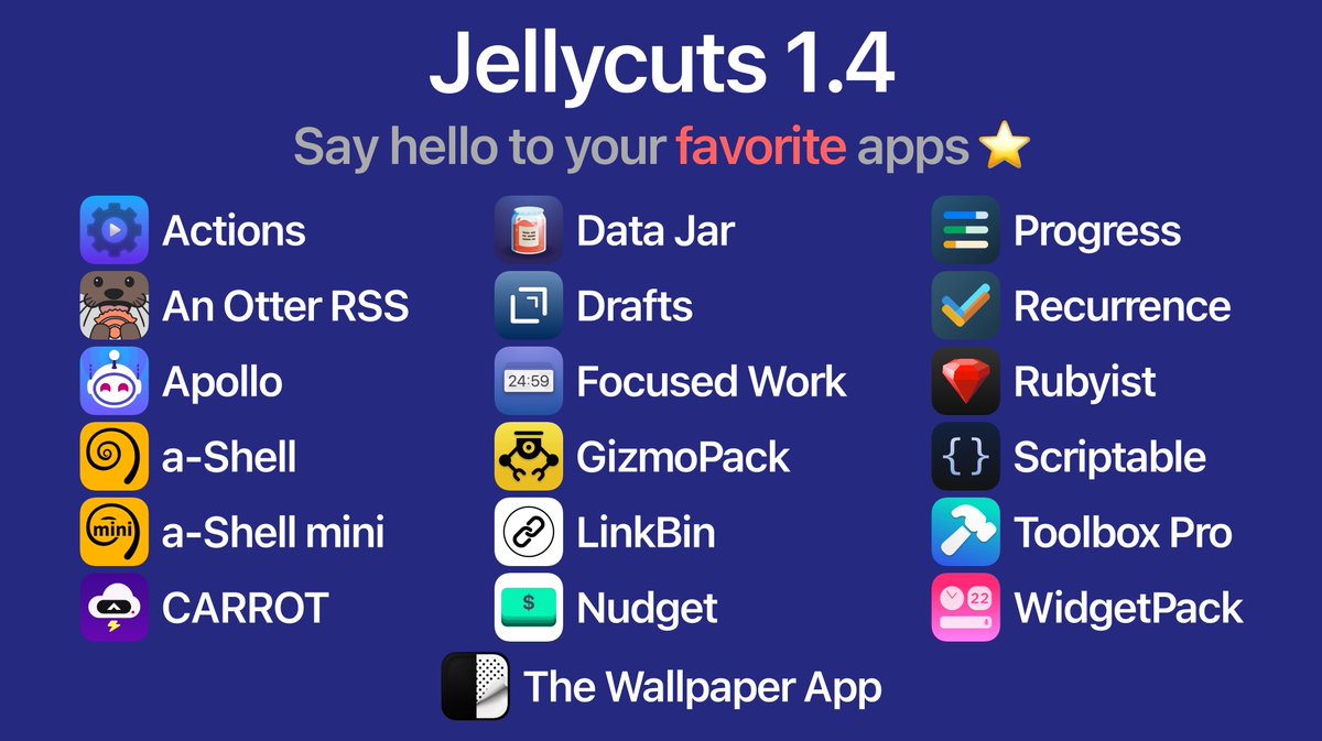 Jellycuts's tweet photo. Jellycuts v1.4 Open Ocean has landed in the App Store!

⭐️ Integration with 19 new third-party apps!

📖 Jelly language updates

😊 A new onboarding experience

🪲 Bug Fixes

🔗 https://t.co/DDemZqsb09 https://t.co/MnnswEgmNQ