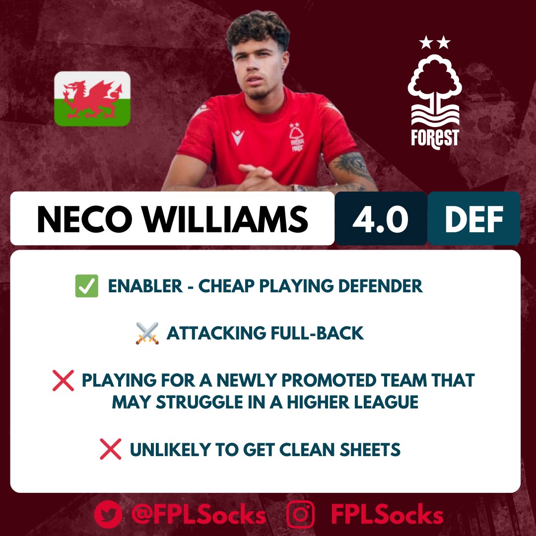 FPLSocks's tweet image. 🏴󠁧󠁢󠁷󠁬󠁳󠁿Neco Williams #FPL #FPLCommunity #NottinghamForest #FPLDRAFT