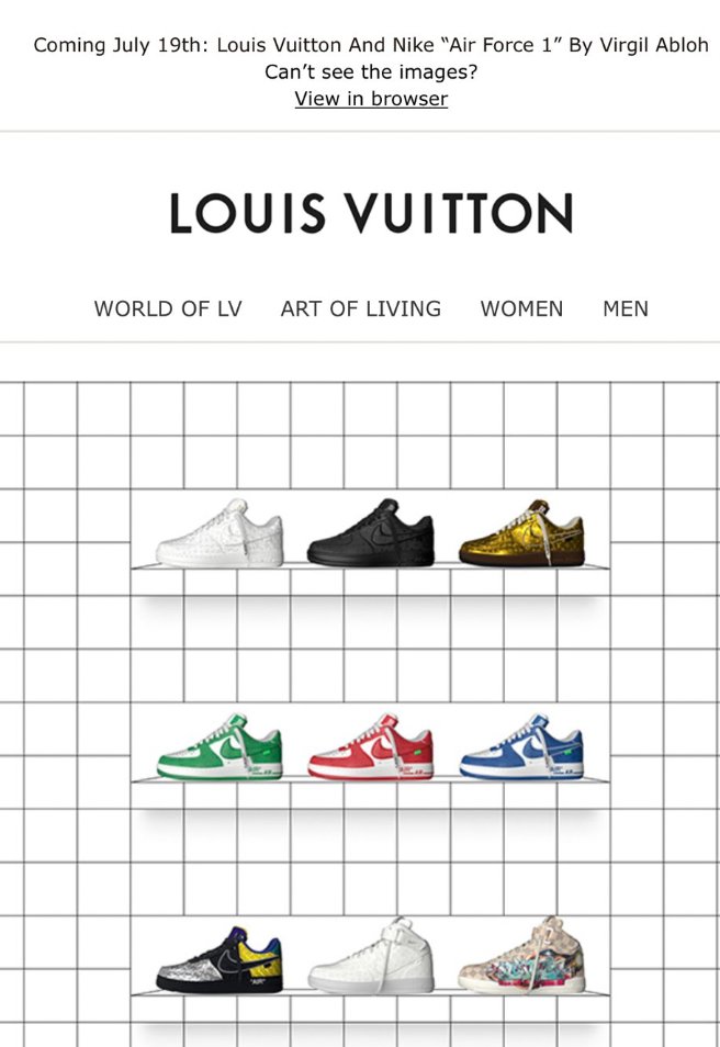 The Louis Vuitton x Nike Air Force 1 Collection Releases Tomorrow -  JustFreshKicks