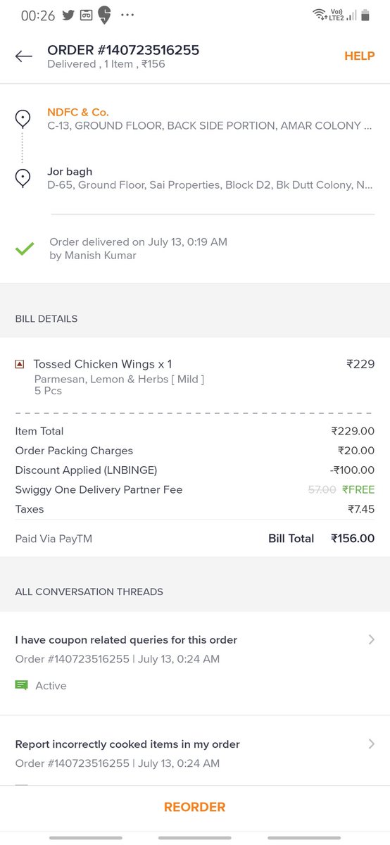 BaronOfFuture's tweet photo. @SwiggyCares @Swiggy 

The most stale and rotten Chicken wings I have ever encountered. The smell was so fuel, I puked immediately. This can cause food poisoning and serious health concerns and your chatbot closed the queries without any resolution. https://t.co/GRj0uJlDHP