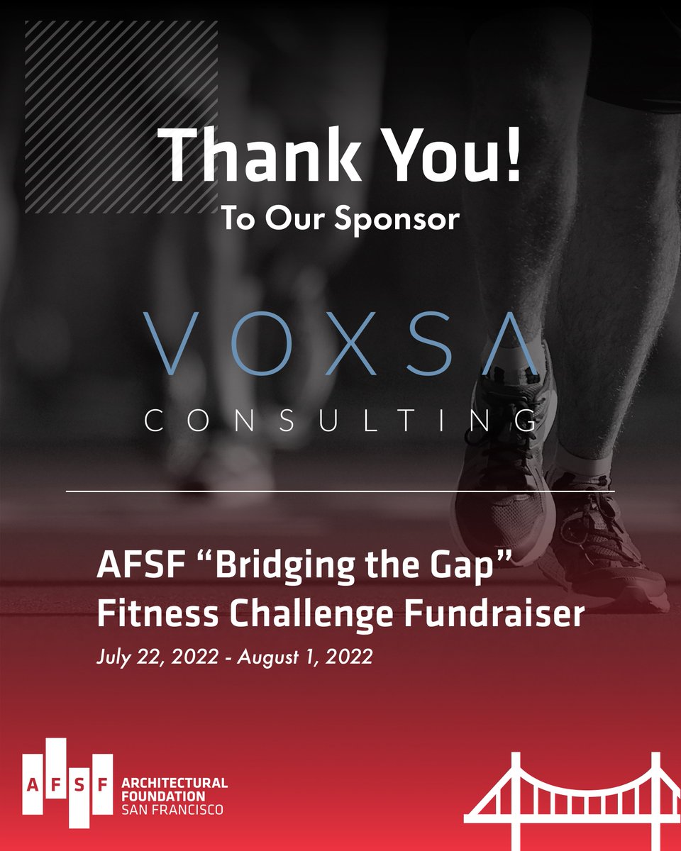 AFSFkids's tweet photo. Thank you to @VOXSAConsulting, a boutique marketing agency specializing in marketing strategy and execution for AEC and CRE industries nationwide, for being a sponsor of the AFSF “Bridge the Gap” Fitness Challenge Fundraiser! Contact alan@afsf.org to become a sponsor today. https://t.co/XolA52lozj