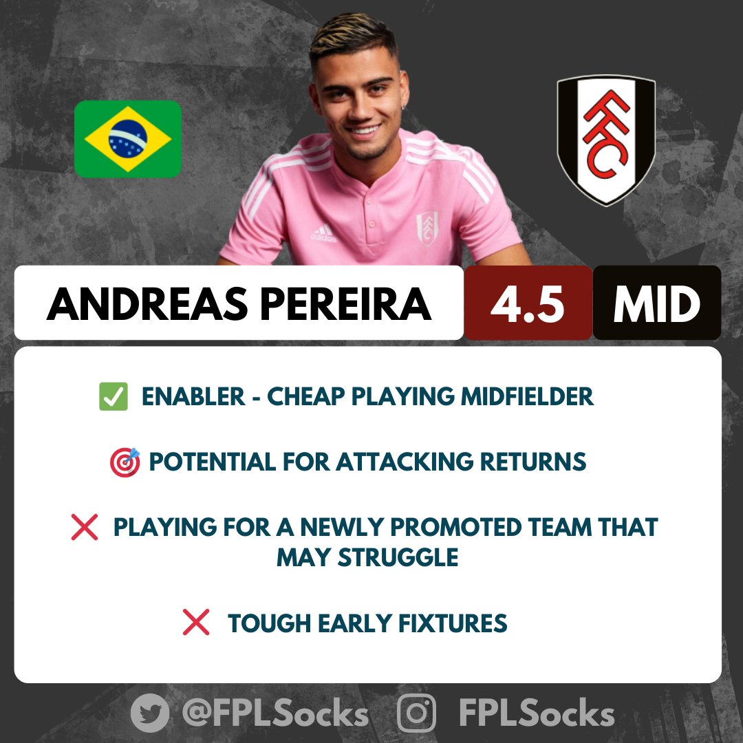 FPLSocks's tweet image. 🇧🇷 Andreas Pereira #FPL #FPLCommunity #FPLDRAFT  #Fulham