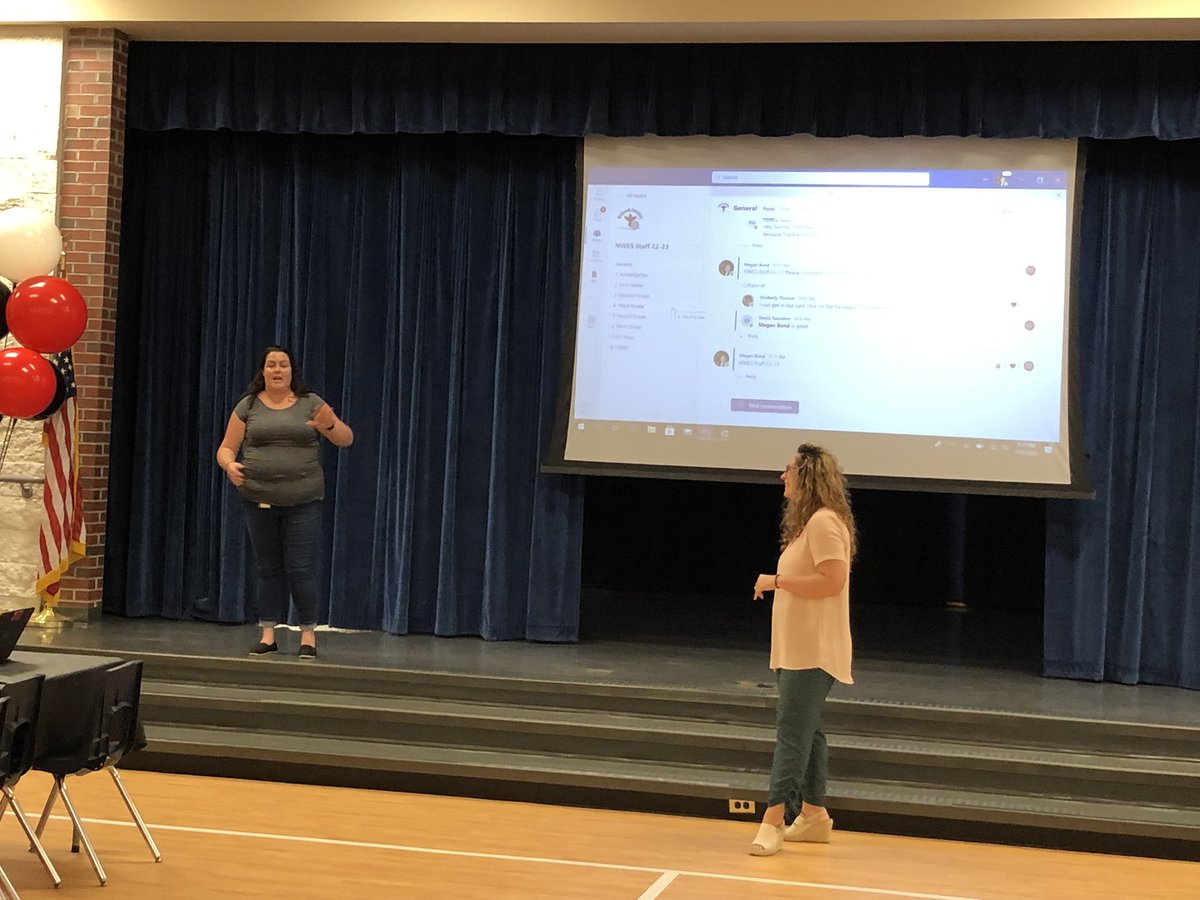SachelleD's tweet photo. @meganbond22 and @erinjurisich training @NorthwoodsElem2 teachers on the Staff @MicrosoftTeams. #onslowdlt https://t.co/BP550PGCHN