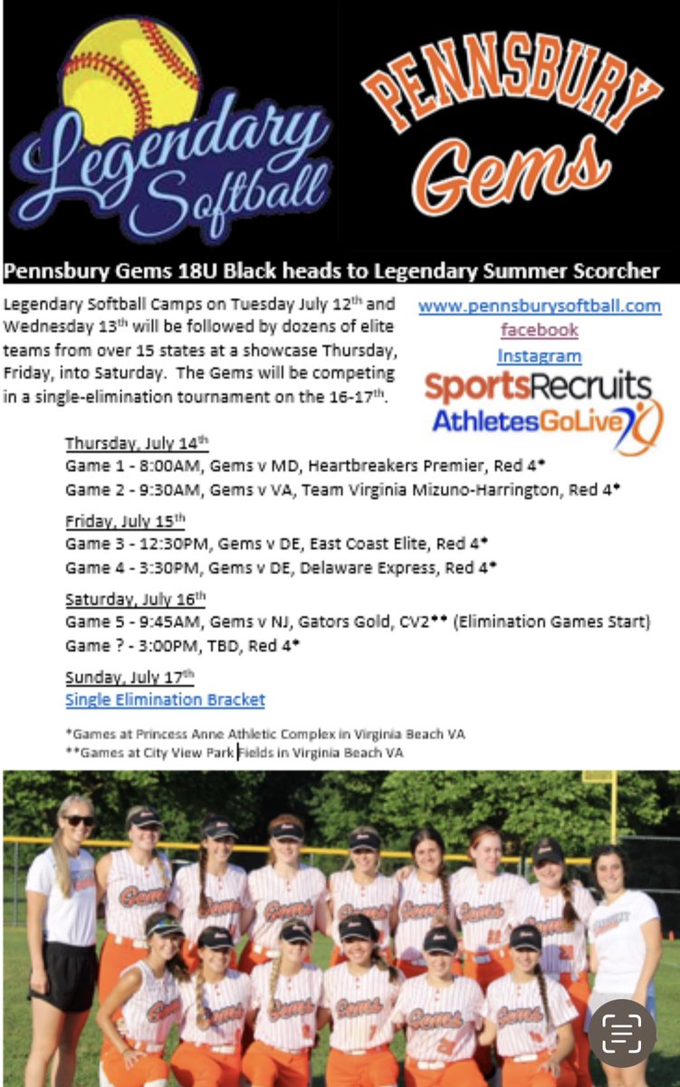 PennsburyGems18's tweet photo. This squad is coming off of our last 12 games 8-4 with 90 runs scored and 35 run against. 

We head down to Virginia Beach this week, come check us out! https://t.co/H0L7NyXArH