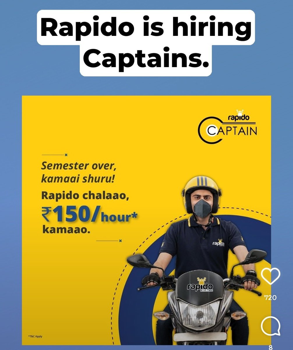 BhootSashank's tweet photo. @rapidobikeapp is rapido looking for graduated drivers?
So after semesters, one should drive rapido?
@_DigitalIndia https://t.co/4wg1si5Gx5