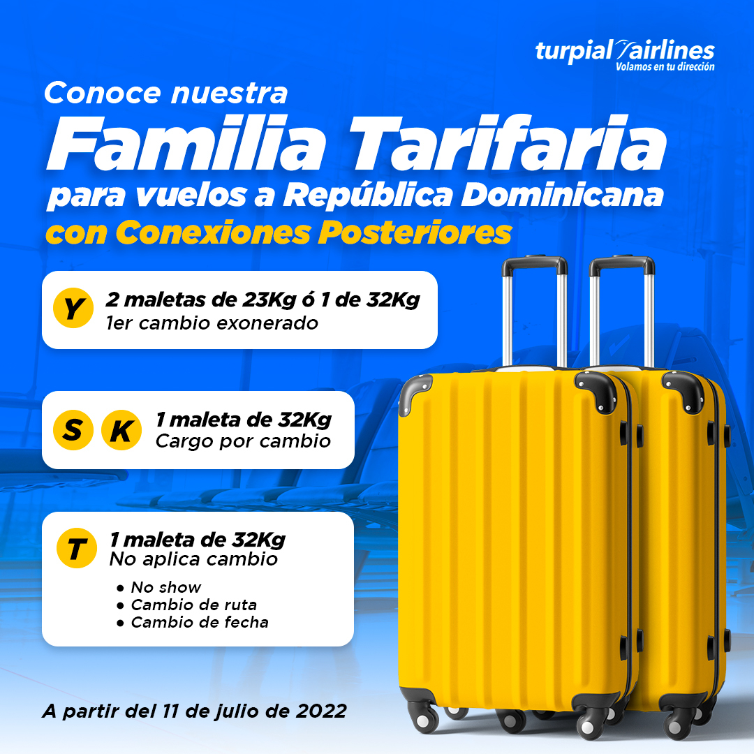 Conoce nuestras clases tarifarias y las condiciones que aplican a partir del 11 de julio de 2022, en la ruta Valencia hacia República Dominicana (con conexión posterior) 

🟡 Se mantienen las condiciones de franquicias de equipaje adquiridas antes del 11 de julio de 2022.