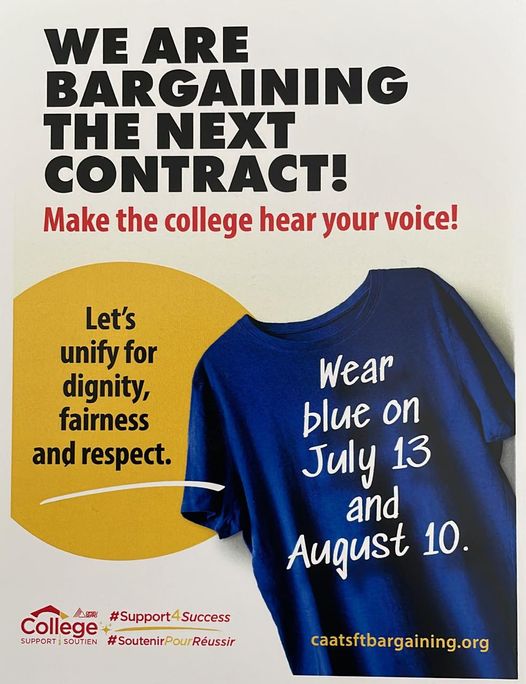 opseulocal110's tweet photo. Wear blue tomorrow July 13 for our full-time support staff colleagues who are going into province-wide negotiations with the College Employer Council (CEC) #Support4Success #onPSE https://t.co/B9varokXa3 https://t.co/mBdXlVkfJj