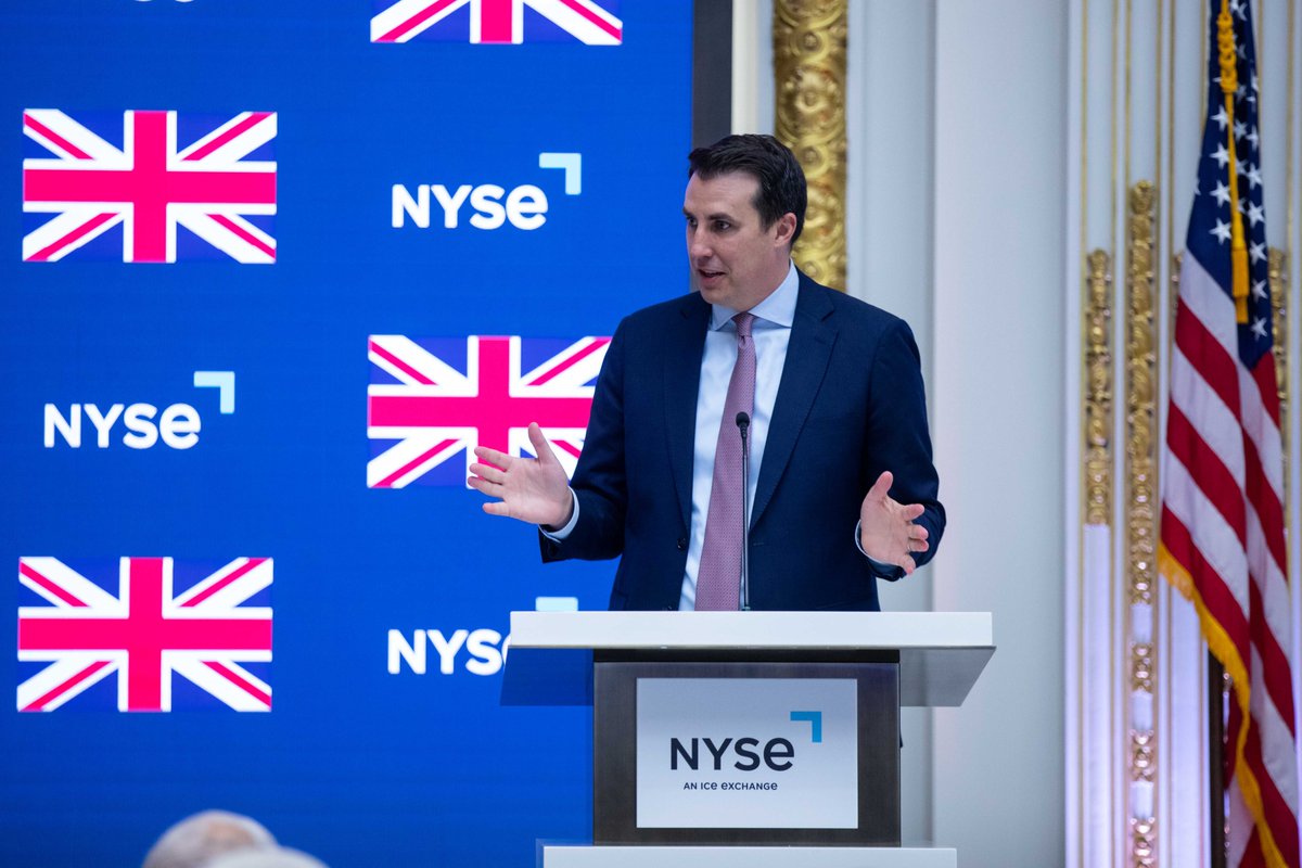 NYSE's tweet photo. The NYSE proudly served as home to the Global Investment Futures Summit, which outlined the UK’s future as a global financial center. 🇬🇧 Yesterday's gathering of UK policy officials and distinguished guests marked the first time this event was held in the US #ICEMakeTheConnection https://t.co/b5aJXfIA8C