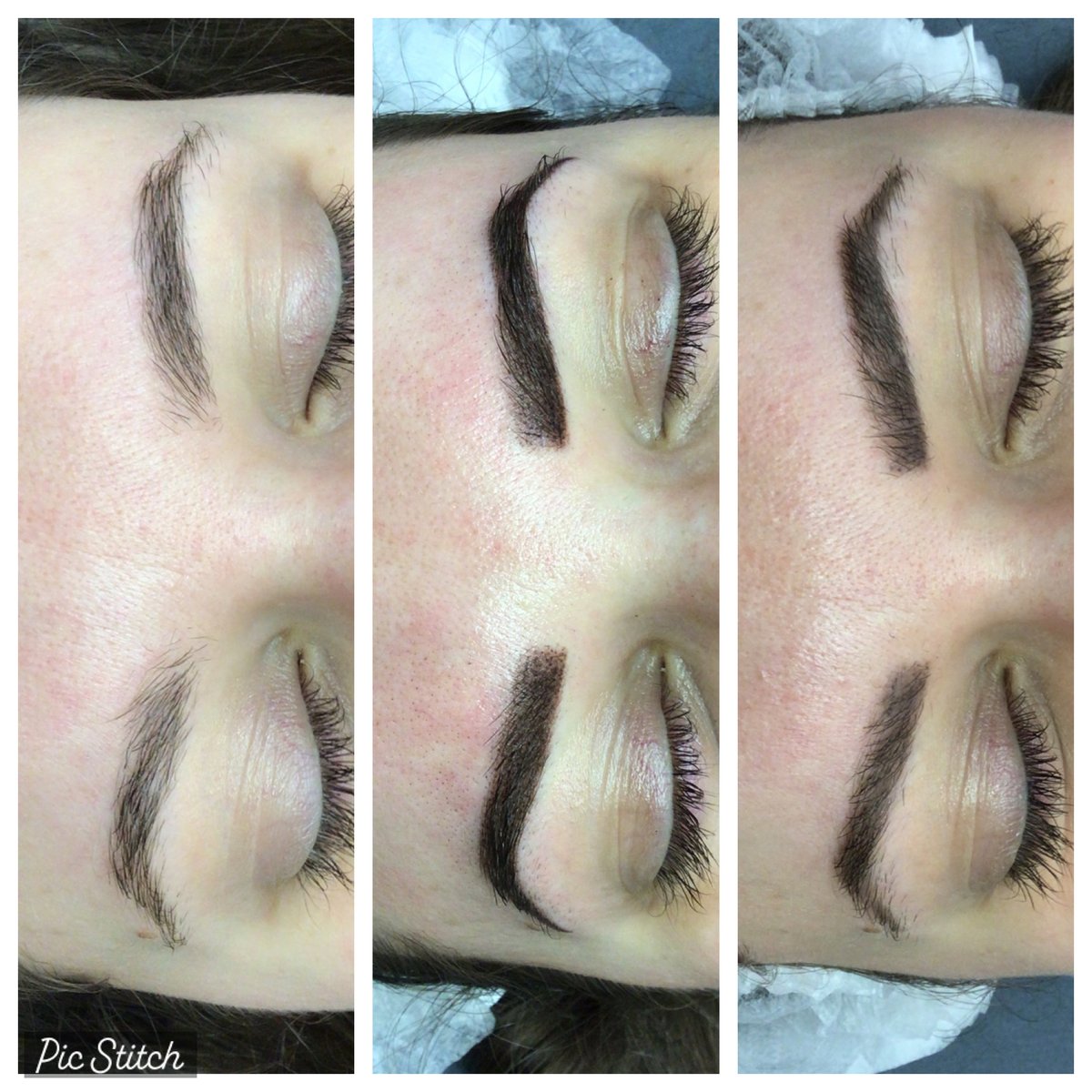 From left 👈 to right 👉 before, immediately after, and healed Ombre brows after 1st session! 💯
**Results do vary based on lifestyle and skin type,** but usually can last on average up to 2-3 years.
 #ombreeyebrow #semipermanenteyebrows #spmubrows #spmuartist