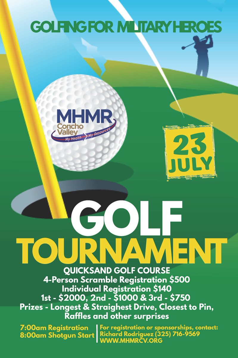 Golfing for Military Heroes - Golf Tournament on Saturday, July 23, 2022, at 8:00 am at the premier public golf clubs, Quicksand Golf Course. Proceeds will benefit Operation Hope &amp; Housing, a Veteran financial assistance program operated by MHMR.