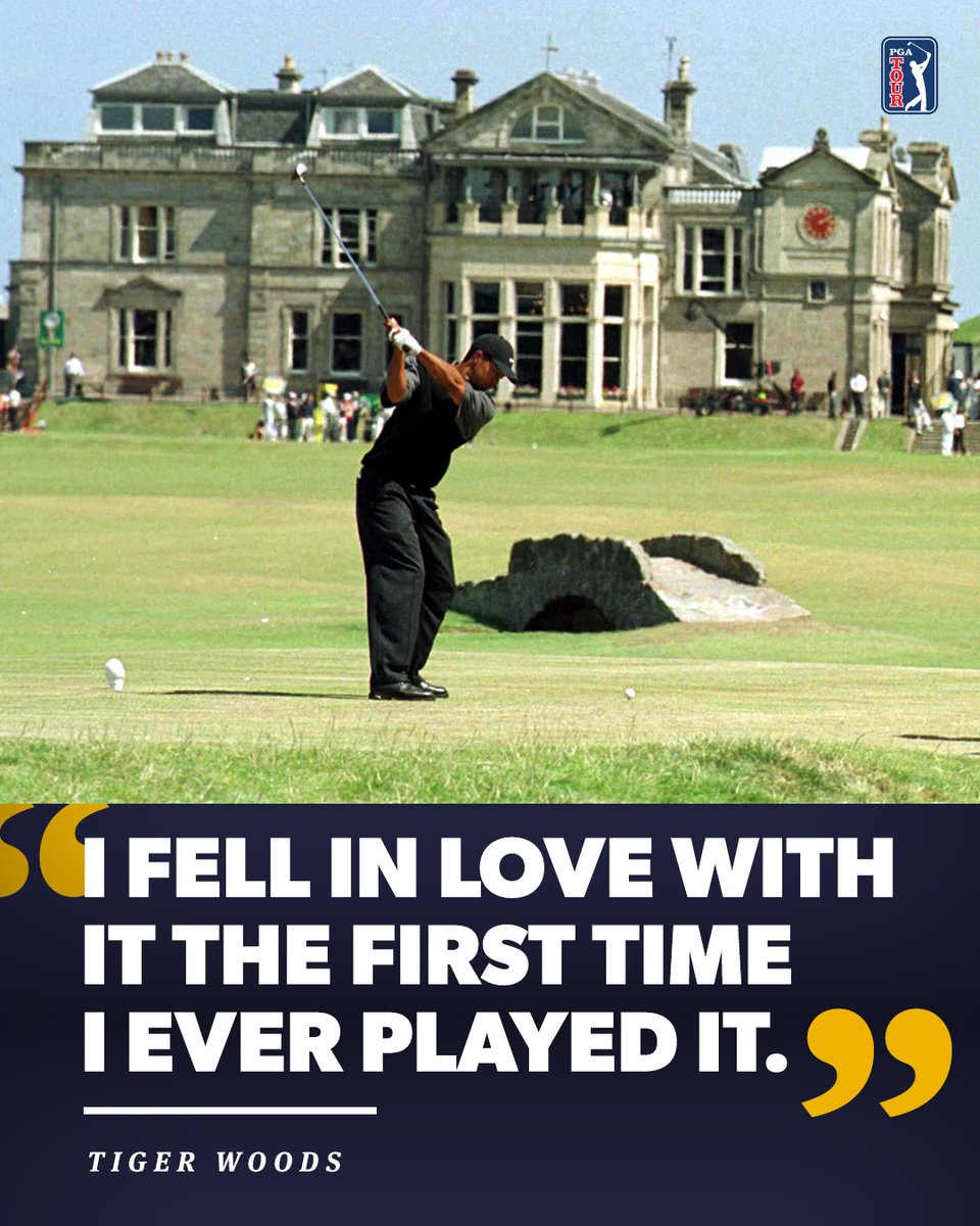 PGATour's tweet photo. St. Andrews is one of a kind.

For @TigerWoods, it was love at first sight 😍 https://t.co/MVbI5sC0RH