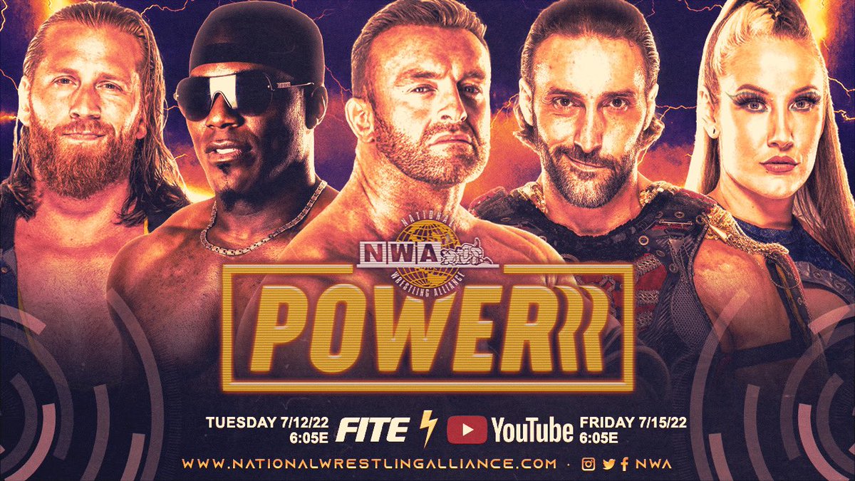 ColbyCorino's tweet photo. This week on #NWAPOWERRR The #RaceToTheChase tournament to decide who will face NWA Worlds Heavyweight Champion Trevor Murdoch for the #10lbsOfGold at #NWA74 BEGINS! https://t.co/cOiQ80ymIh