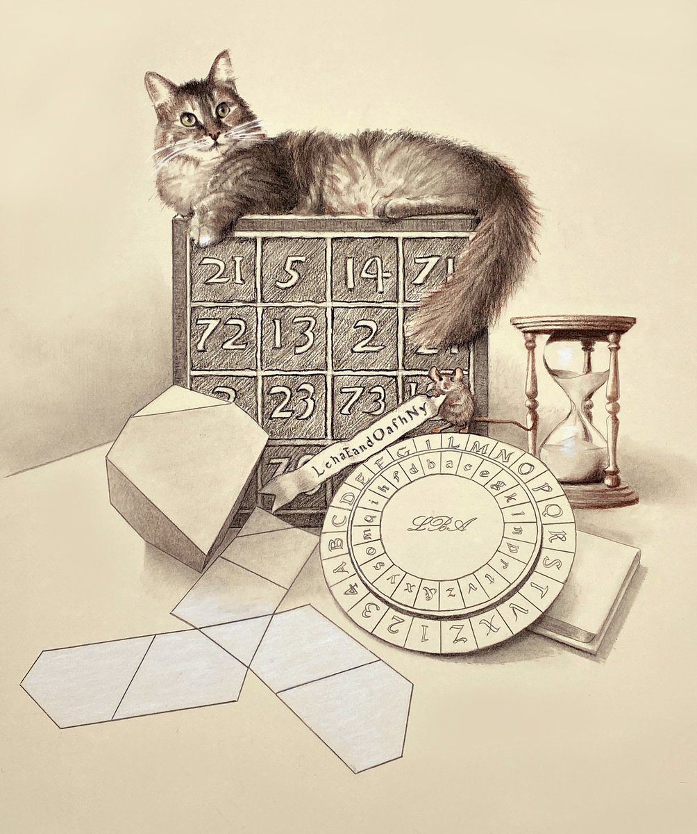 See our piece "Dürer's Cat" at the <a href="/BridgesMathart/">Bridges Math Art</a>
 exhibit at <a href="/AaltoUniversity/">Aalto University</a> in #Finland, 8/1-8/5. <a href="/BronnaButler/">Bronna Butler</a> will lead a related activity in which kids will solve magic squares and create #cipher disks! #math #mathart #mathoutreach #mathisfun #durer #alberti #polyhedron