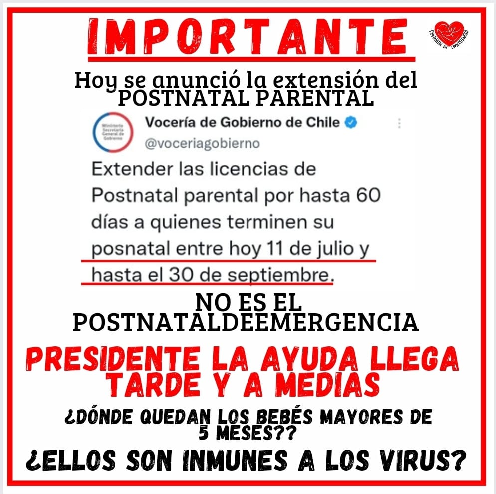 valeska_fc's tweet photo. Necesitamos de su ayuda para lograr que la extensión postnatal parental beneficie a los bebes mayores de 5 meses, ellos siguen vulnerables frente a los virus que han tenido que enfrentar en el Otoño, @Dani_Cicardini @DiputadaCidV @Muletjaime @Juan_SantanaC
#postnataldeemercia https://t.co/CFbMQQpKpb