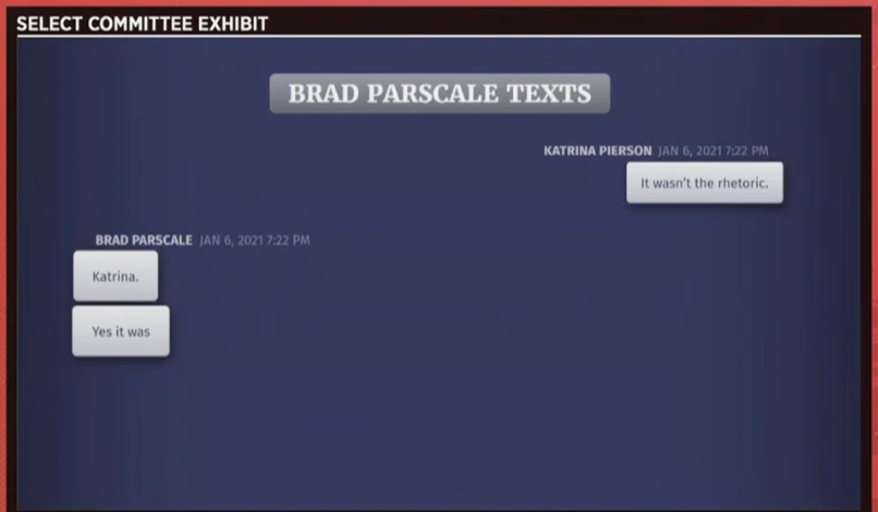 axios's tweet photo. Ex-Trump campaign manager Brad Pascale says Trump's rhetoric "killed someone" in a text exchange with Katrina Pierson on the evening of Jan. 6. https://t.co/OoFpdvJ8YP