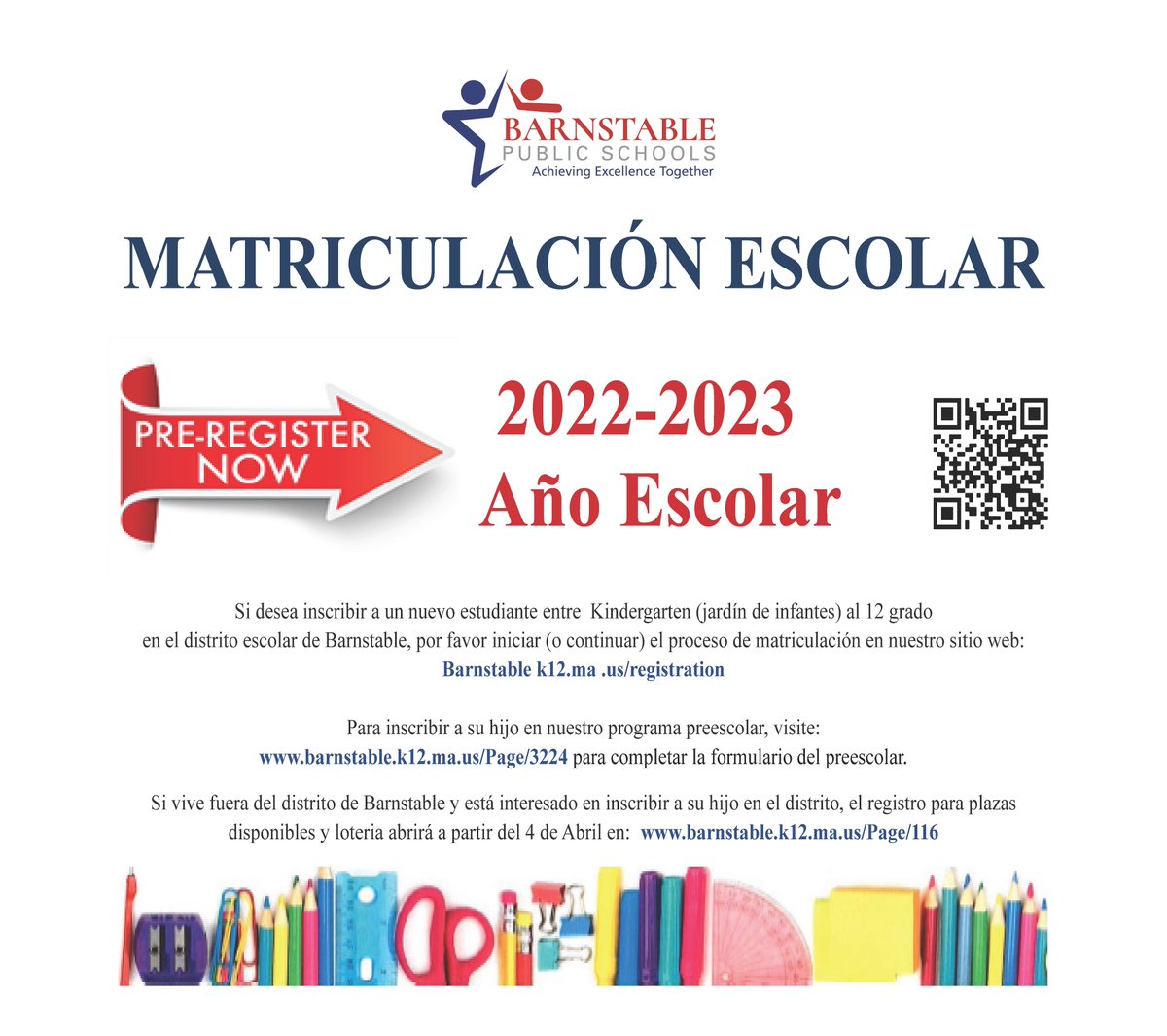 It's time to register for school in #Barnstable! 
¡Es hora de matricularse en el escuela en #Barnstable! 
É hora de se matricular na escola em #Barnstable! 
barnstable.k12.ma.us/registration
