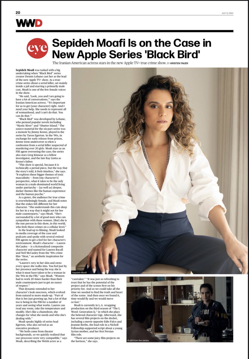 SepidehMoafi's tweet image. Thank you for the lovely chat, @wwd 🖤🦅 
👀👉🏽wwd.com/eye/people/sep…
#blackbird @AppleTVPlus 
📸 @lukefontana