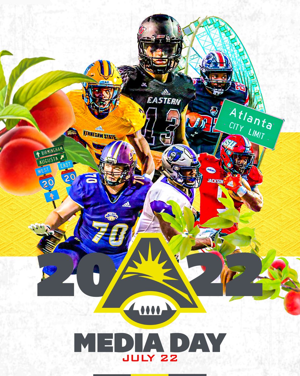 ASUN_Football's tweet photo. 🚨 We are bringing reps from our 6⃣ #ASUNFootball teams to the ATL for the ☝️ ASUN🏈Media Day!

Luncheon &amp; Press Conference
🗓️ Friday, July 22
🕚 Kickoff at 11 AM ET
📰 https://t.co/2PsPSpMtMP https://t.co/GjATgMX56E