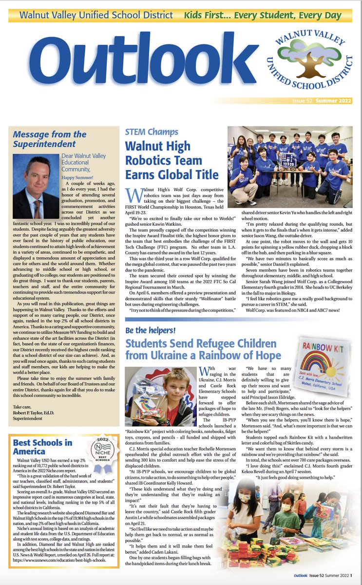 WVUSD_Tweet's tweet image. Extra, Extra! Check out our Summer Outlook community newsletter at: bit.ly/3bXtLjA. #KidsFirst #TogetherAgain #ReconnectRestoreReimagine