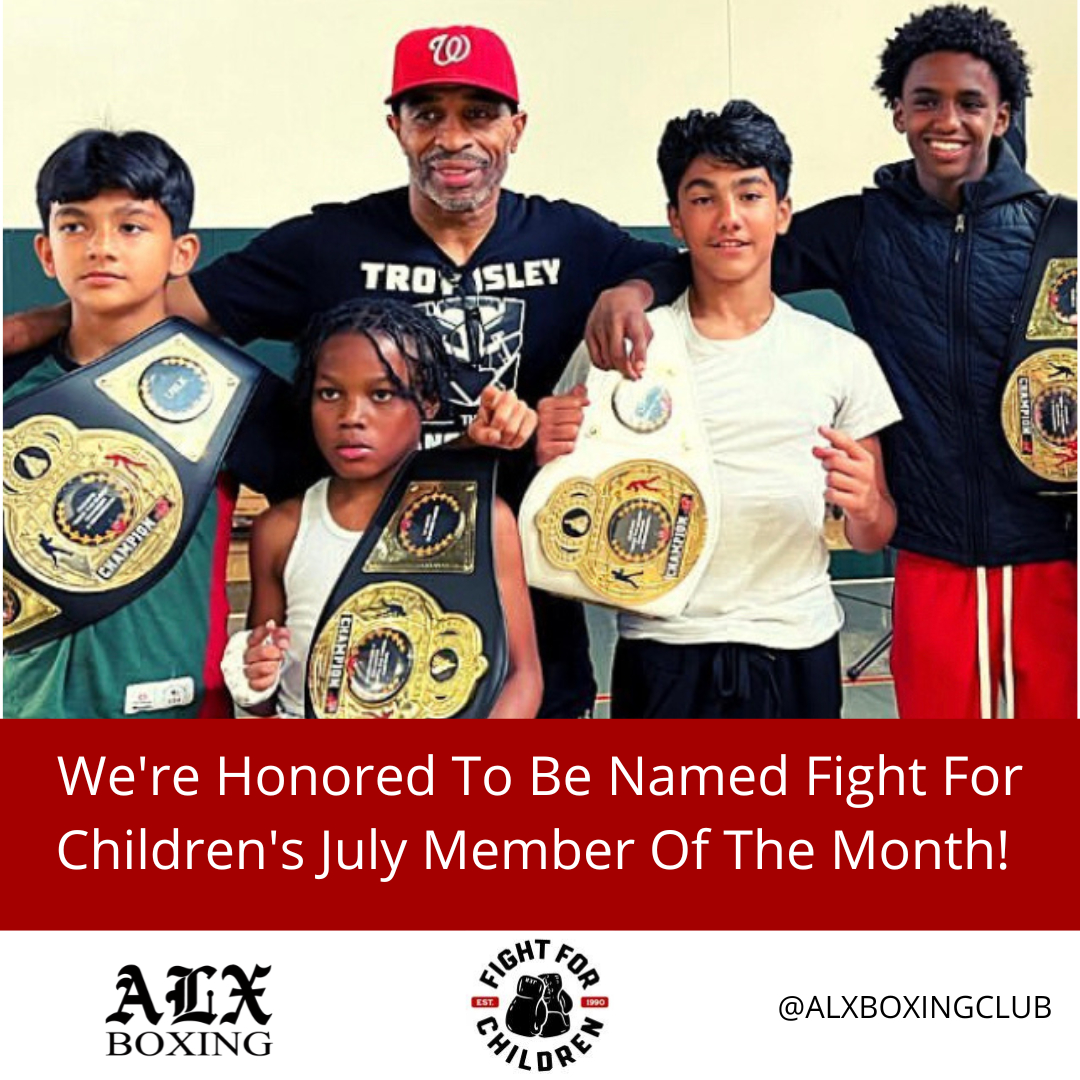 ALXBoxingClub's tweet photo. We're so proud to be named @Fight4Children's July Member of the Month! We're honored to be part of this impactful network that leverages the power of sports to improve the lives of underserved youth. #alxboxingclub #alexandriaboxingclub #boxing #boxingtraining https://t.co/oPKOh0vVT5