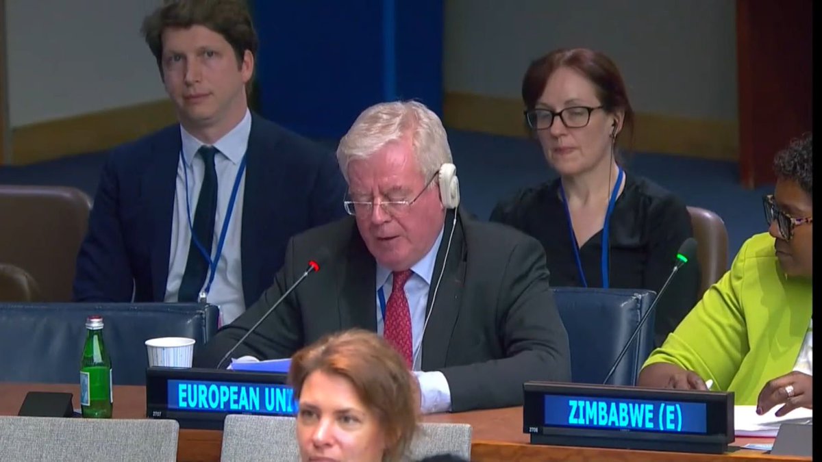EUatUN's tweet photo. The regime’s senseless violence is pushing #Belarus further away from realising the SDGs.

@EamonGilmore condemned Belarus' attempt to use the #HLPF Voluntary National Reviews as a platform to spread misinformation about the country's situation.

Statement https://t.co/3uSNk78kaN https://t.co/IKw4EDMQQB