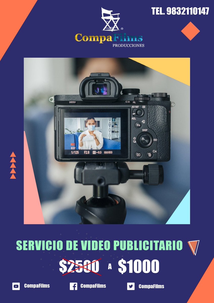 CompaFilms's tweet photo. Buscas quién te haga un video publicitario? 🤔
CompaFilms te trae una promoción por tiempo limitado  
Lleva tu negocio a otro nivel 🔥🔥🔥😱😱
Válido hasta el 31 de julio 🎥🎥 https://t.co/SixGIsGmg1